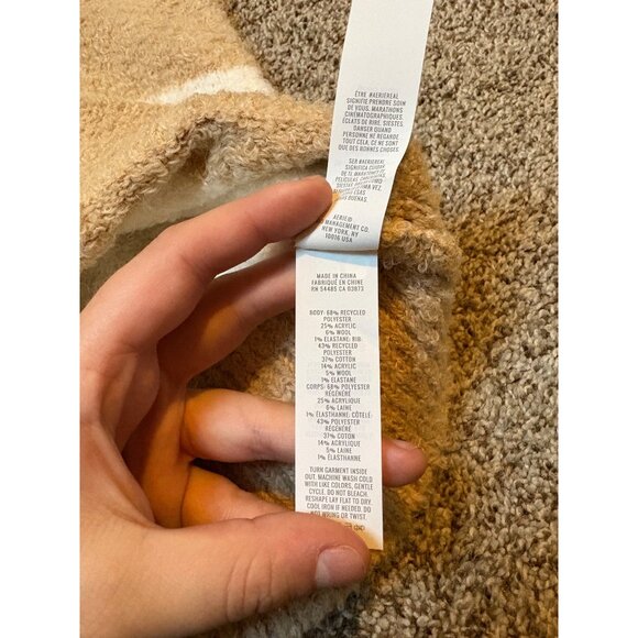 NEW Aerie Teddy Plush Oversized Boucle Wool-Blend Striped Neutral Sweater Cozy - Picture 5 of 10